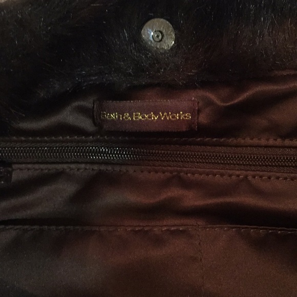 Bath & Body Works Brown Faux Fur Handbag Purse - Picture 4 of 5